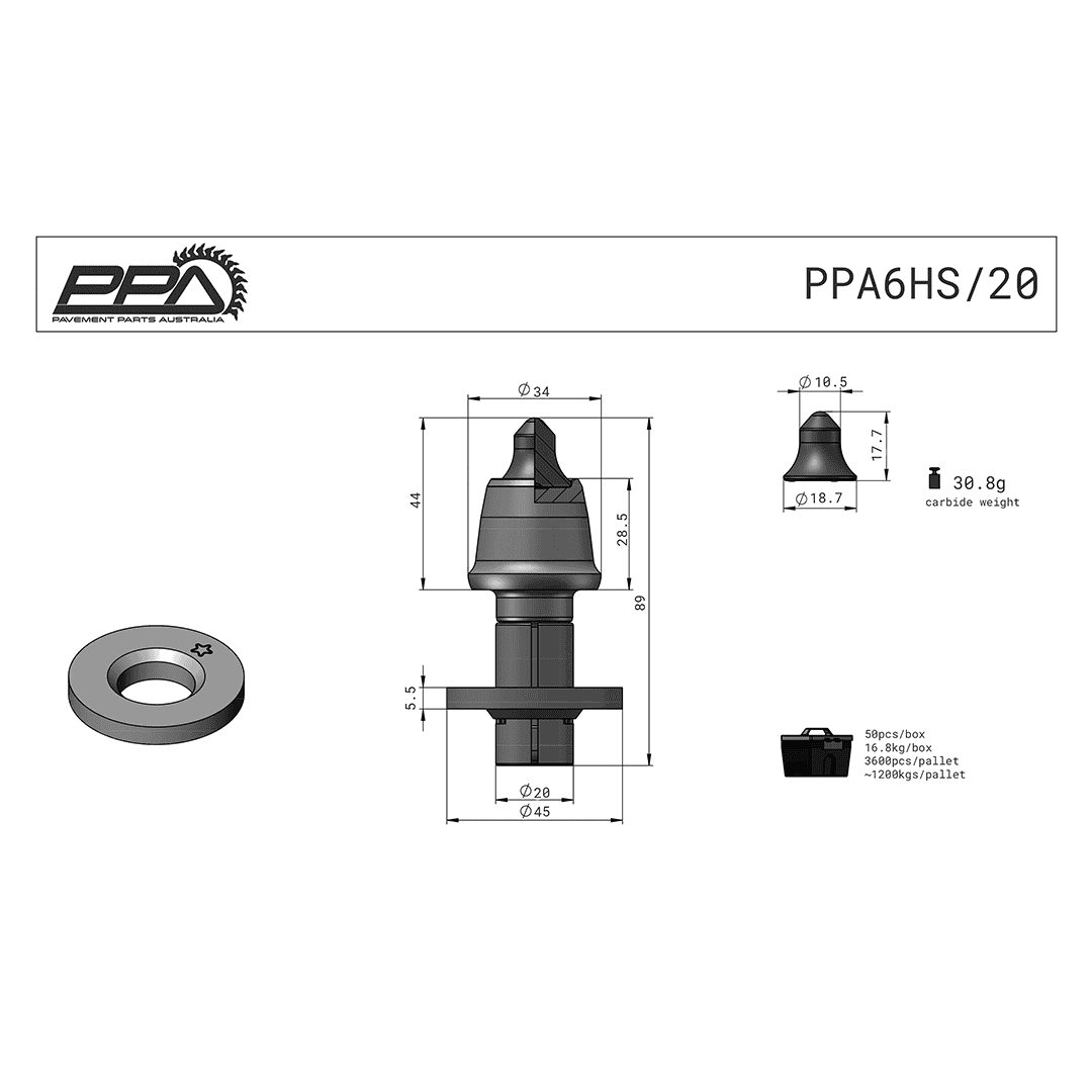 PPA6HS/20 milling pick, image 4 of 4