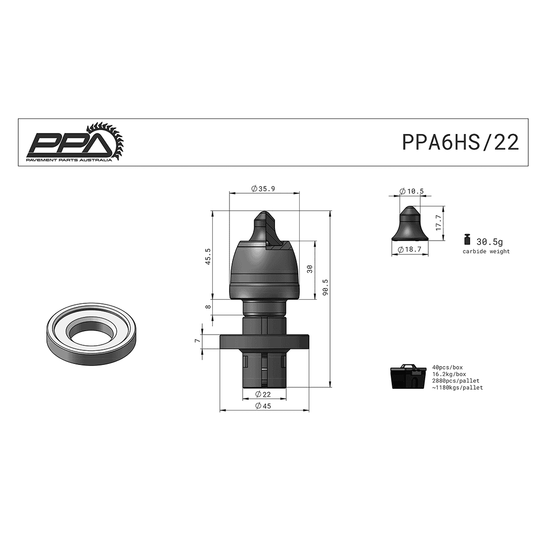 PPA6HS/22 milling pick, image 6 of 6
