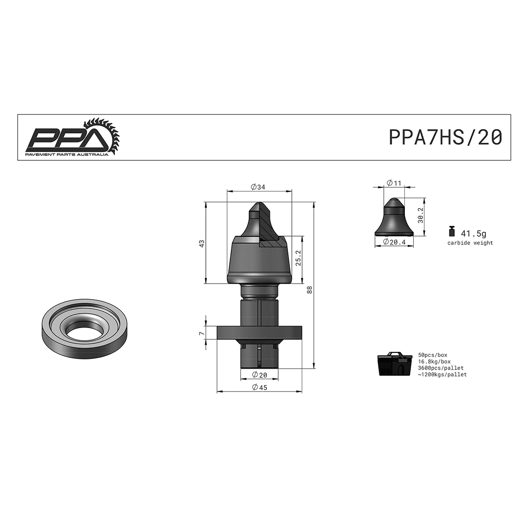 PPA7HS/20 milling pick, image 4 of 4
